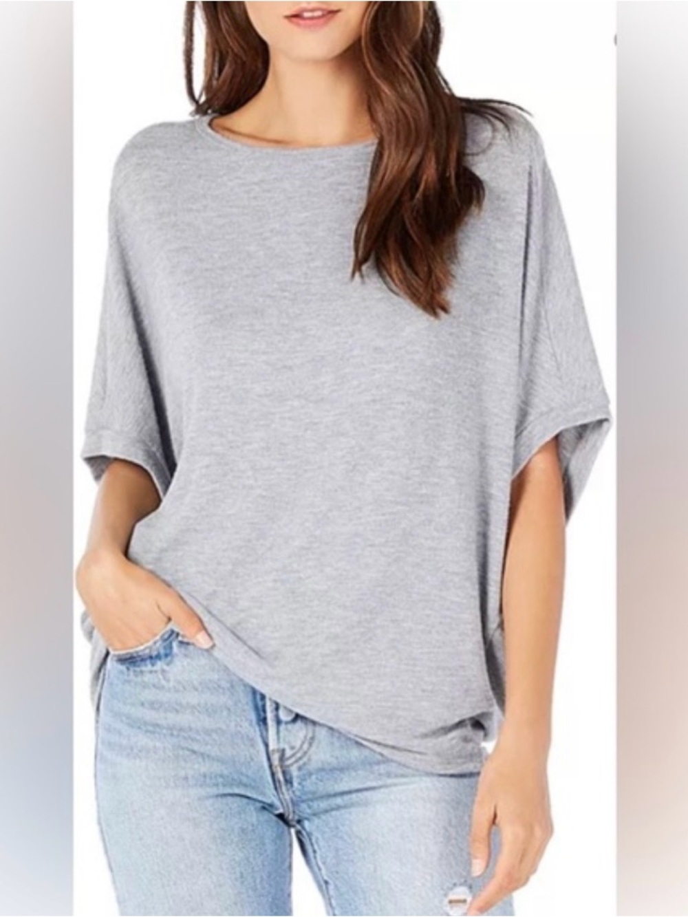 Michael Stars Dolman Sleeve Knit Top, XS, gray